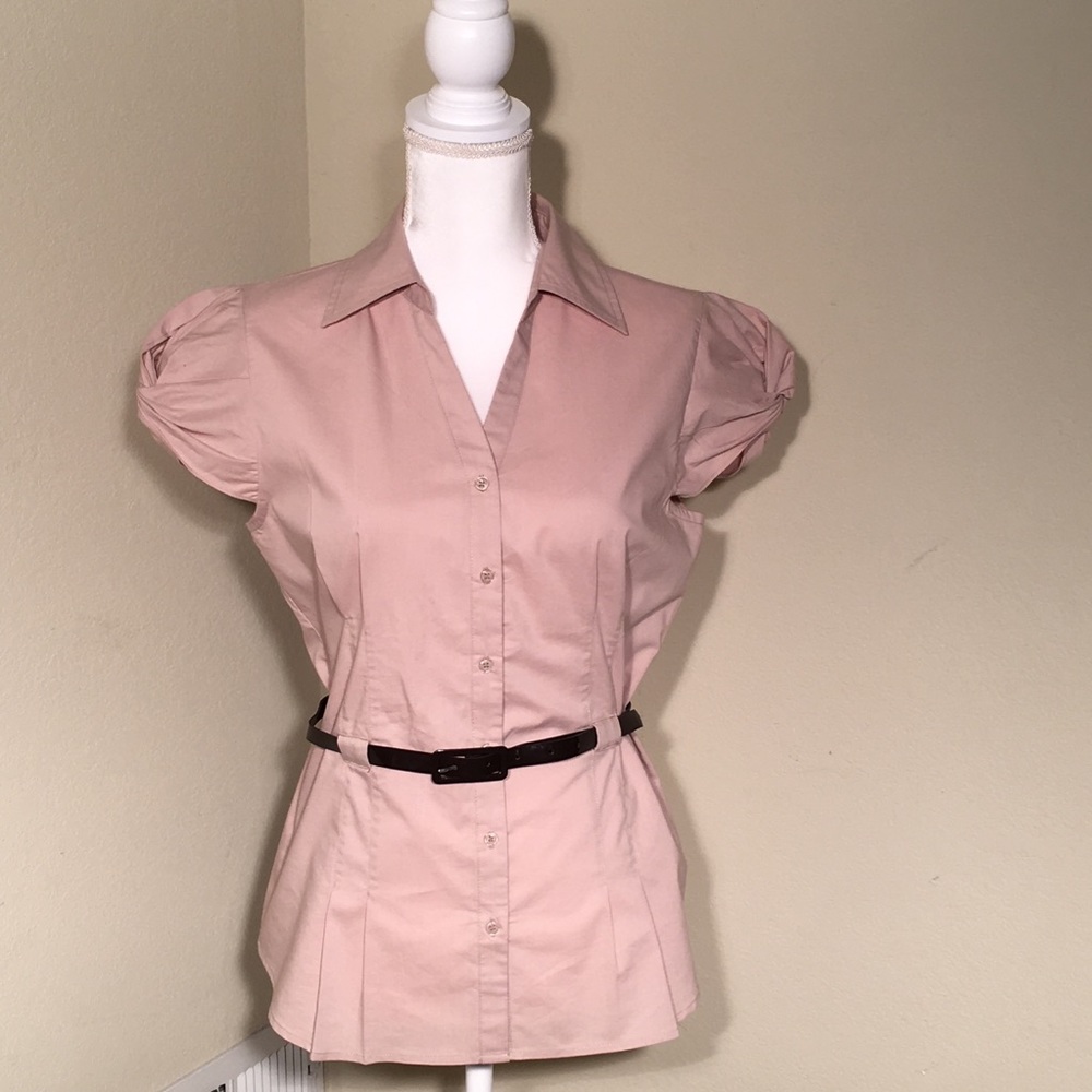 Fred David Stretch Button Down Shirt w Belt SZ Med